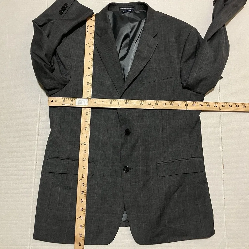 tommy hilfiger suit jacket blazer Wool Blend‎ Dark Gray Black Size 36 Checkered